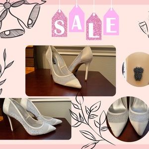 White By Vera Wang Jeweled Wedding Heels Size 10